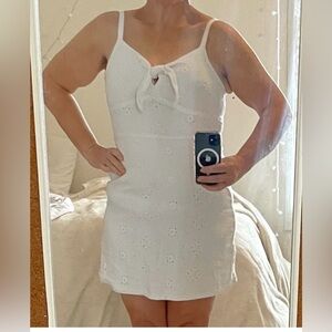 Hollister White Eyelet Tie-Front Dress | Graduation & Summer Party | XS